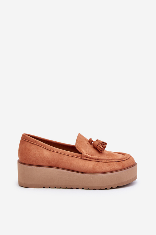 Women's Platform Moccasins with Fringes Orange Mialani