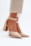 Beige Suede Pumps With Stiletto Heel Lodho