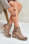 Suede Ankle Boots With Heels Insulated With Zipper Beige Zazoo 60478