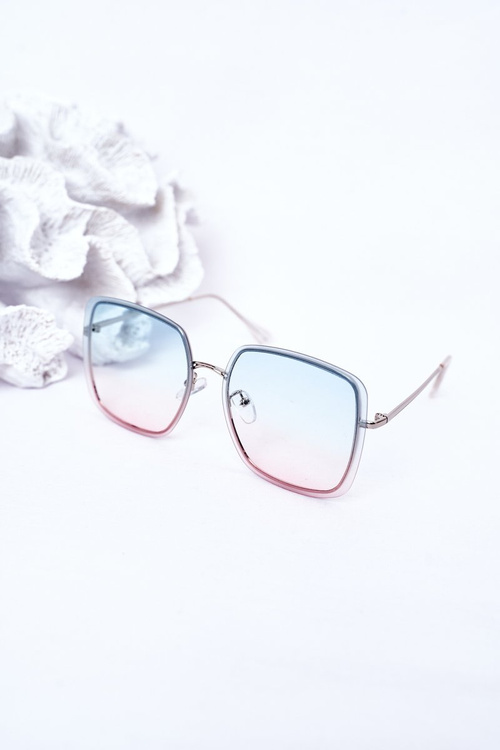 Silver Square Sunglasses Blue-Pink Ombre