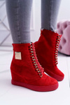 Women's Lu Boo Sneakers With Chains Suede Red Monica