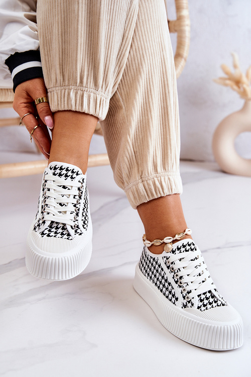 Low Sneakers On Platform White And Black Mischa