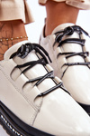 Beige Patent Leather Women's Platform Sneakers S.Barski LR592B