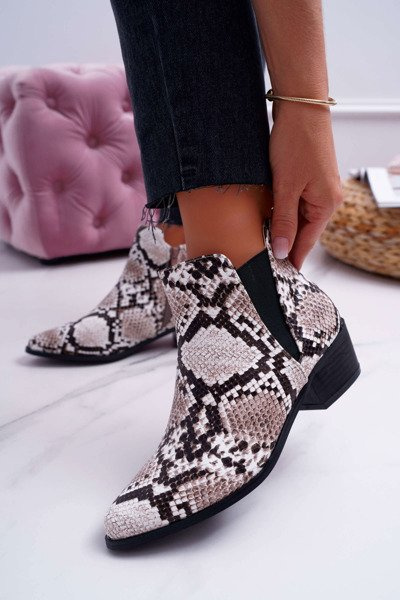 Women's Snake Skin Flat Booties Murino