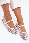 Mesh Ballet Flats With Embroidery And Decoration White Tillilora
