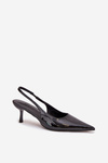 Lacquered High Heels With Open Heel Black Talira