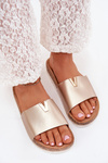 Women's Cork Platform Slippers With Decorative Detail Gold Vessira