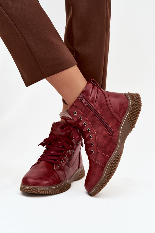 Women's Boots Lined with Faux Fur from Eco Leather Bordeaux Ulverina