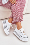 Women's Platform Sneakers With Golden Accents White Fiorina
