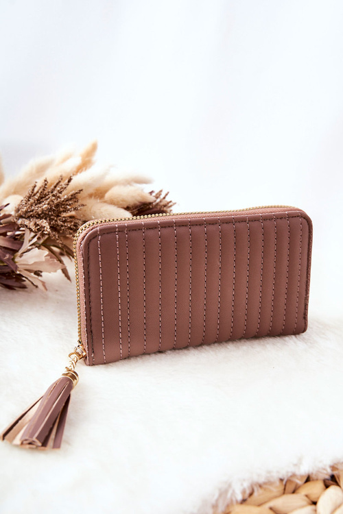 Quilted Wallet with Tassel Cappucino