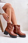 Botki Damskie Skóra Naturalna Zamek Brązowe Lewski 3435