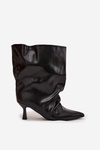 Slip-on Women's Ankle Boots With Heel And Wrinkled Upper Black Inarisse