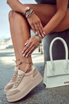 Women's Sport Suede Shoes Beige Segurro