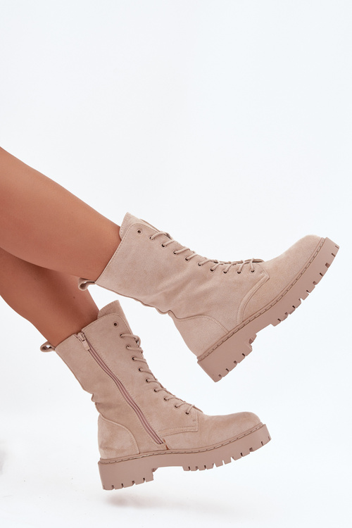 Women's Workery Boots Lined Beige Marvielle