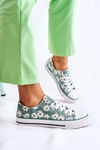 Women's Low Sneakers With Flowers Green Janey 