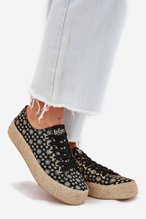 Patterned Women's Platform Sneakers With Braiding Lee Cooper LCW-25-08-3647L Black