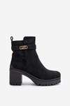 Women's Heeled Boots Eco Suede Insulated Zip Black Laonora