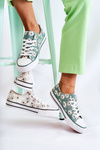 Women's Low Sneakers With Flowers Green Janey 