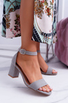 Grey Women's Stiletto Sandals Suede NewGenua