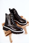Lacquered Warm Boots With Zipper Black Marcella