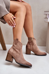 Heeled Cowboy Boots Insulated From Eco Suede Dark Beige Vinceza 58345