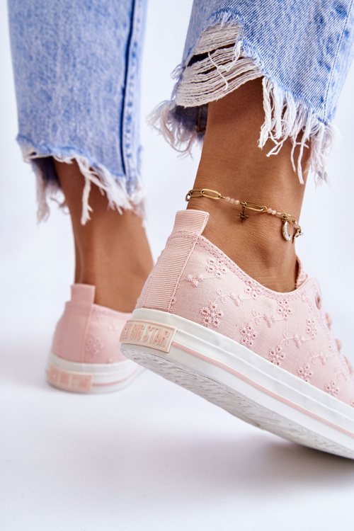 Women's Big Star Embroidered Sneakers LL274224 Pink