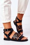 Flat Leather Sandals Black Loretta