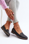 Women's Black Flat Heel Loafers Enzla