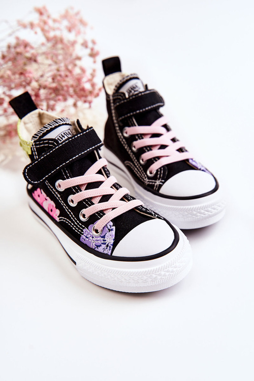 High-top Children's Fabric Sneakers Print Black Dorry