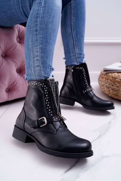 Women's Boots Decorative Zipper Black Hard Way