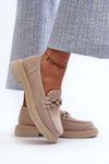 Suede Women's Moccasins S.Barski HX52-222 Beige