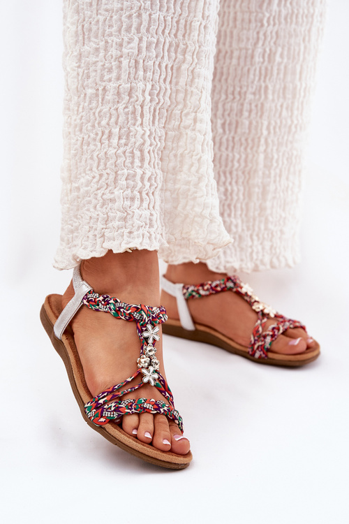 Women's Flat Sandals With Woven Straps And Accessories Artiker 54C1322 Multicolor