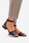 Leather Sandals On Silver Heel Laura Messi 2143 Black