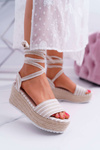Women's Platform Platform Sandals Linen Tie Beige Jolyn