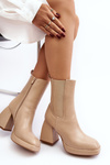 Women's platform and heel ankle boots in beige Stelares
