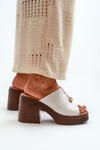 Women's Eco Leather Platform and Block Heel White Sandals Dafira