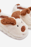 Children's Furry Slippers Puppies Brown Farnise