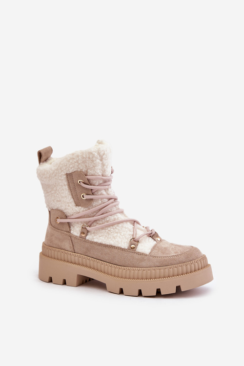 Boots With Fur Shearling Beige Merilana