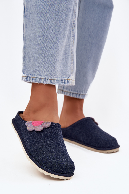 Women's slippers with flower Inblu CS000043 navy blue