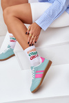 Sneakersy Damskie Niskie Eko Skóra Miętowe Nonalorin