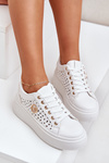 Perforated sneakers with golden detail white Cassildi
