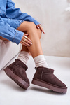 Fashionable Suede Low Snow Boots Brown Nucca