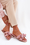 Flat Women's Slippers With Bow Pink Tobin