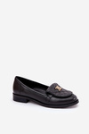 Leather Moccasins With Gold Decoration Black Laura Messi 2927