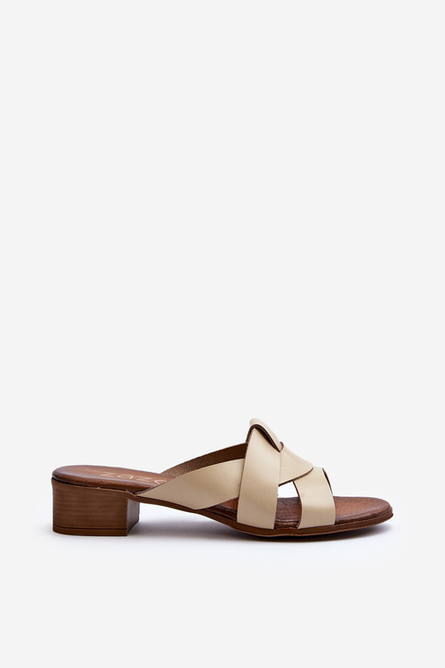 Zazoo 40236 Leather Women's Low Heel Sandals Beige