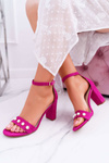 Women's Stiletto Sandals with Pearls Fuchsia Renes