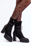 Women's Heeled Boots with Lacing Black Artie