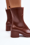 Women's Matte Boots Botki On Heel Brown Bertaida