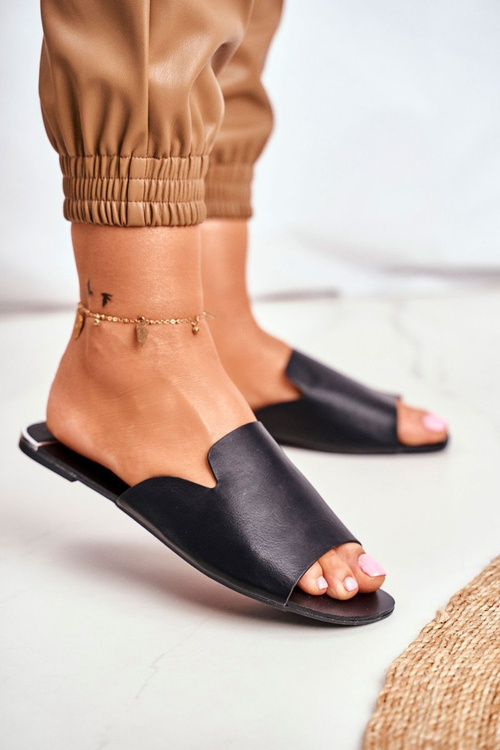 Women's Flat Flip Flops Black Mimios