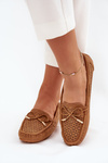 Ladies Moccasins With Perforated Pattern And Lacing Camel Mirisa